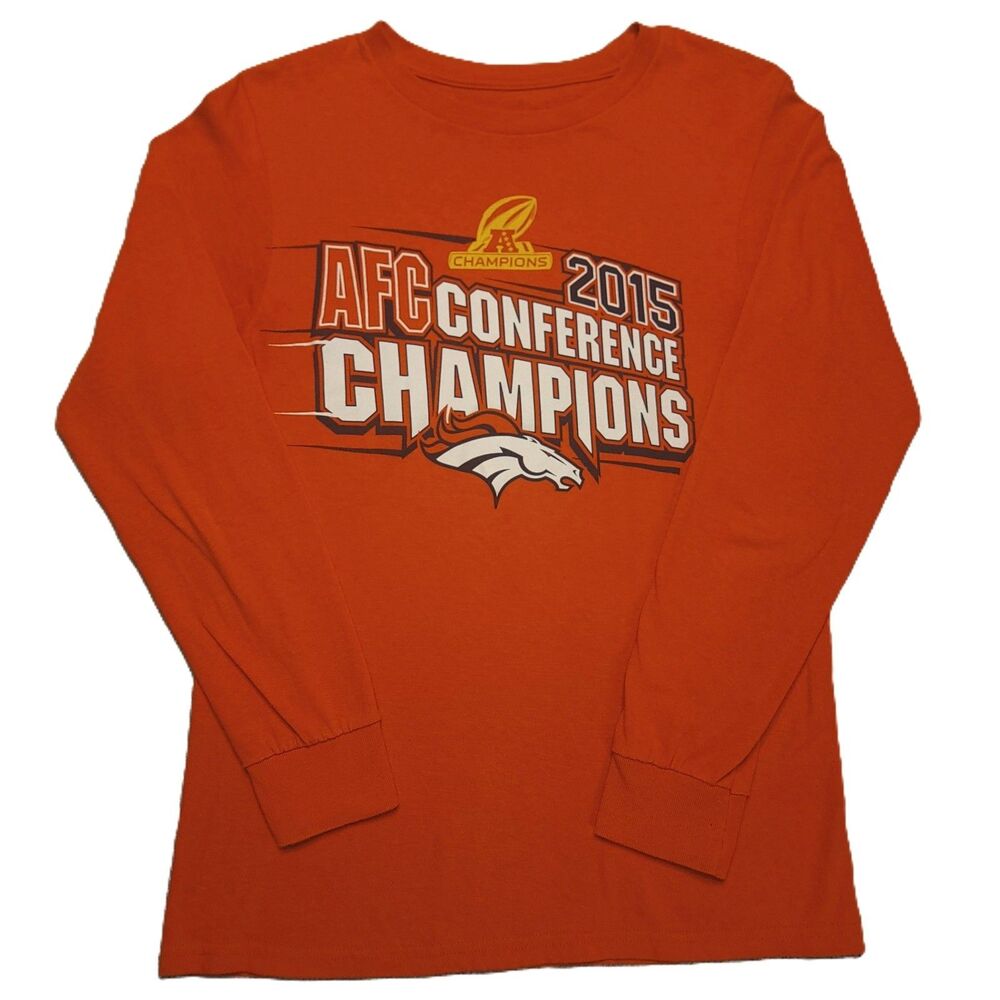 Denver Broncos Mens S  2015 AFC Conference Champions Logo Long Sleeve Shirt